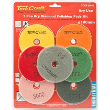 Set Of 7 Diamond Polishing Pads 100Mm Dry Use