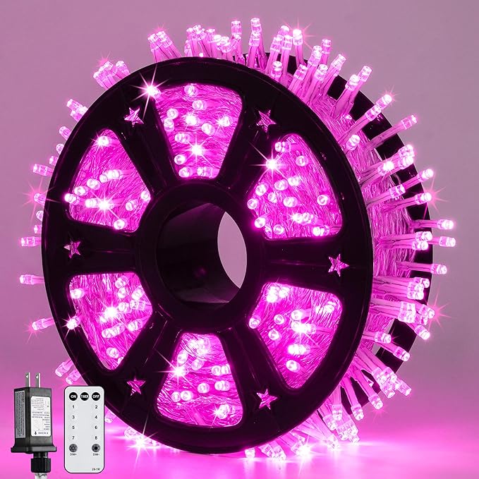 100M 9V Pink Christmas Fairy Lights for Decorations - 8 Modes -ZYF-D149