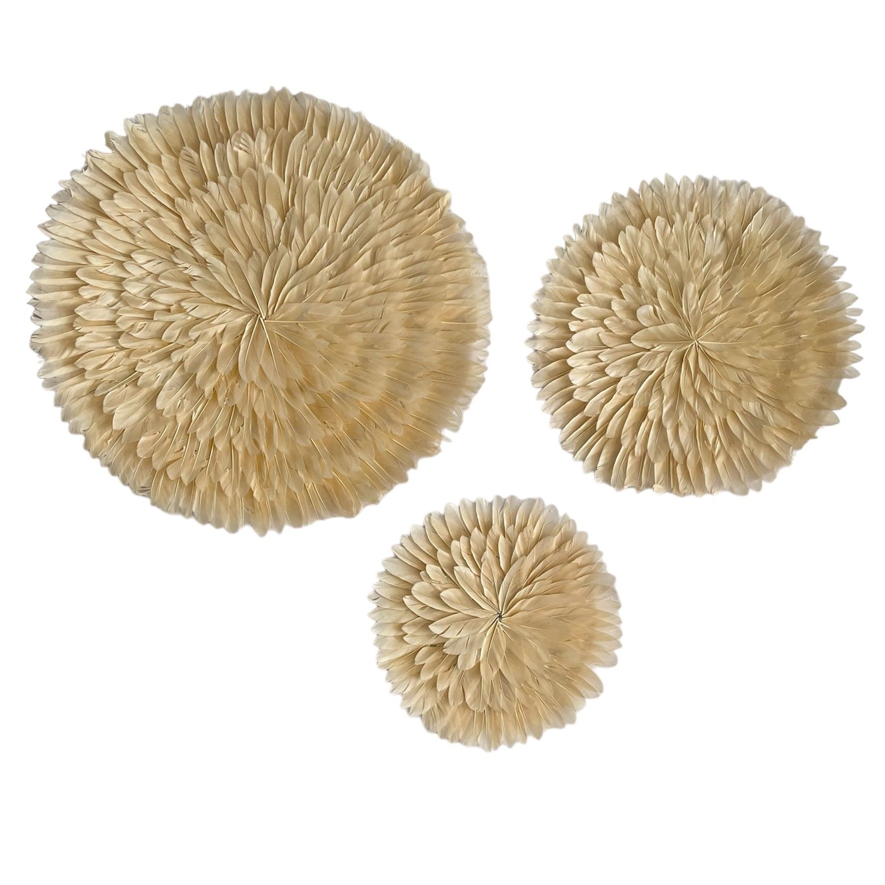 3 Piece Feathered Wall Decor Basket Set