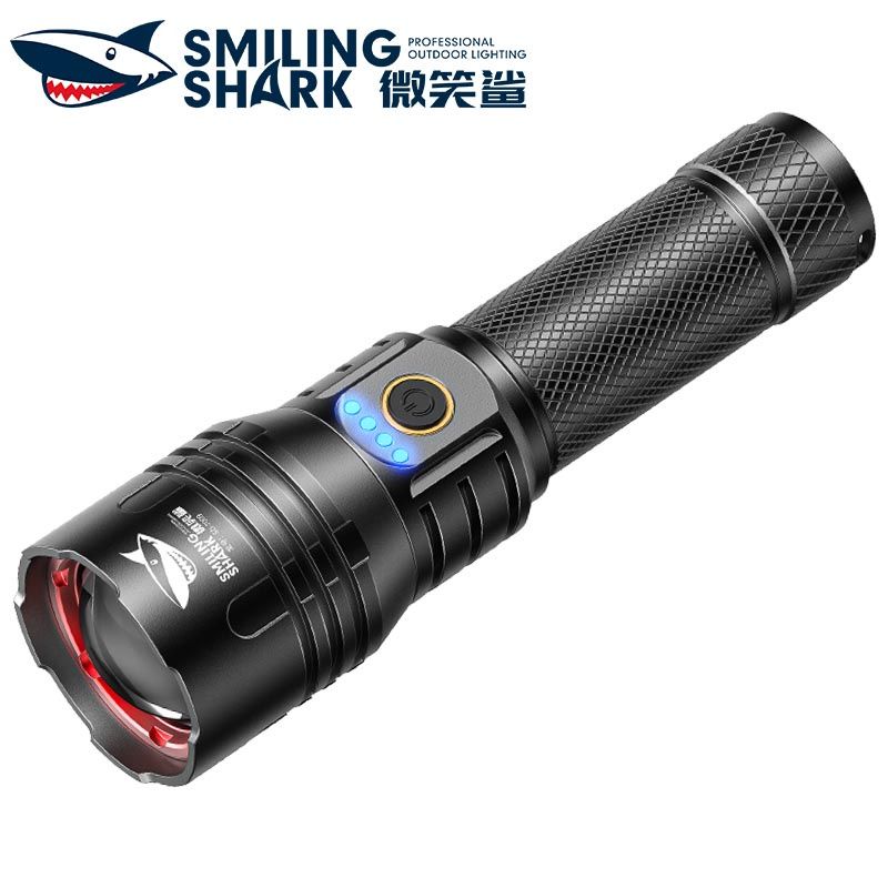Smiling Shark -SD7009 Flashlight 12000 Lumens Type-C Rechargeable Flashlight Lighting Torch 3 modes Zoomable Waterproof Light With Power Bank Function
