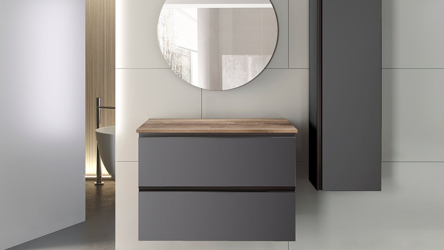 Storm Grey Single Double Drawer Vanity 80cm