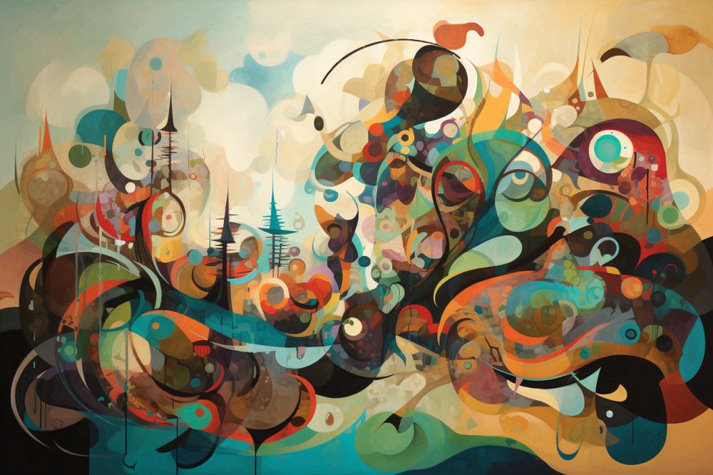 Canvas Wall Art - Swirling Shapes and Dreamy Colors - A1018 - [120 x 80 cm]
