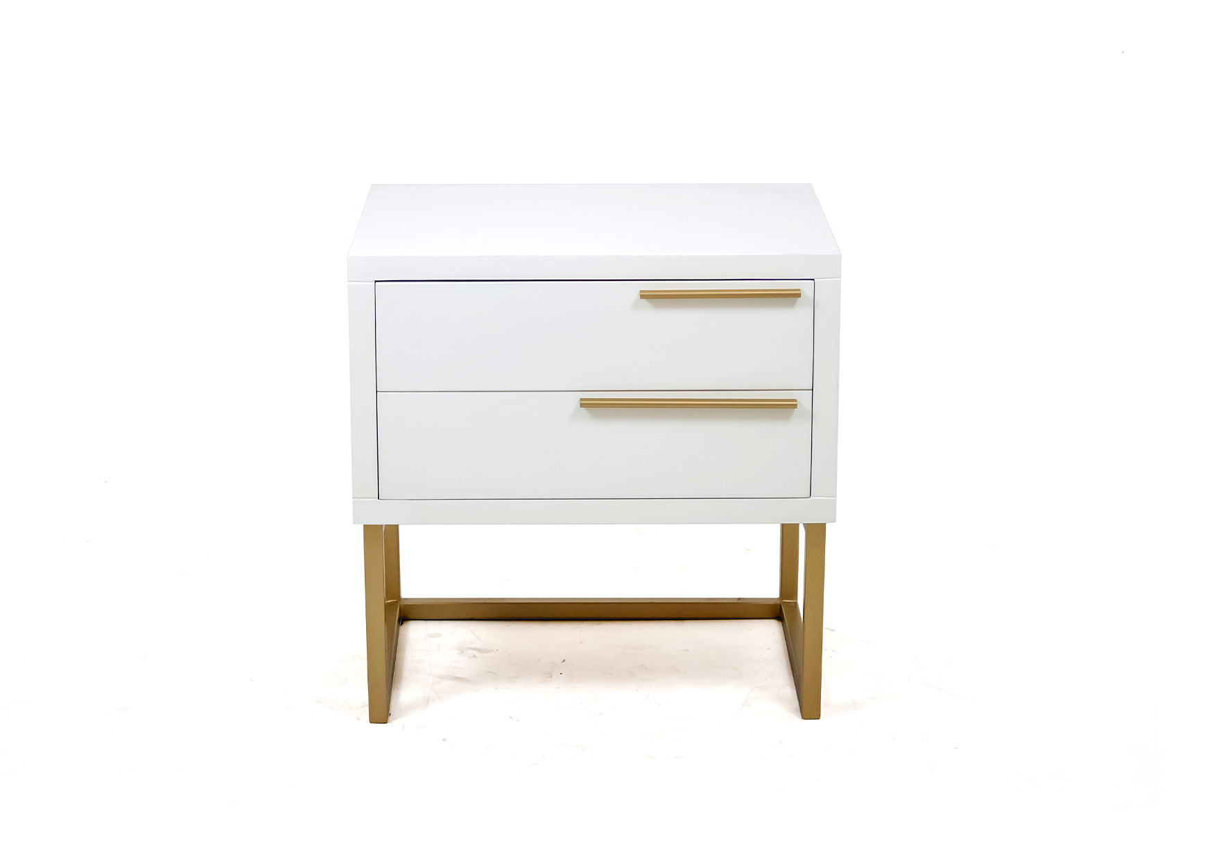 Mika Wood Pedestal With Gold Frame & Handles-White