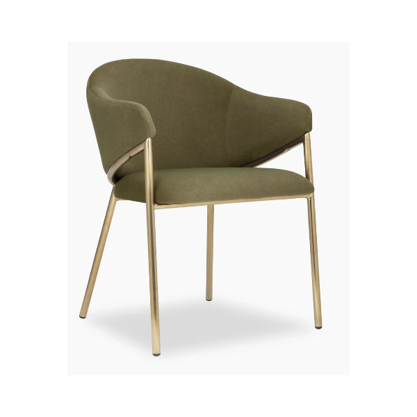 Chair Crazy Napoli Carver Chair Brass Chrome - Green Fabric