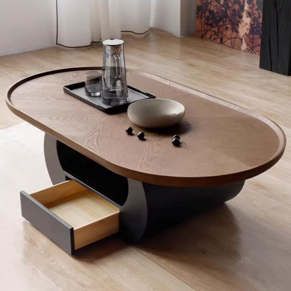 Ziyane - Antique Design Coffee Table Minimalist Oval Arc