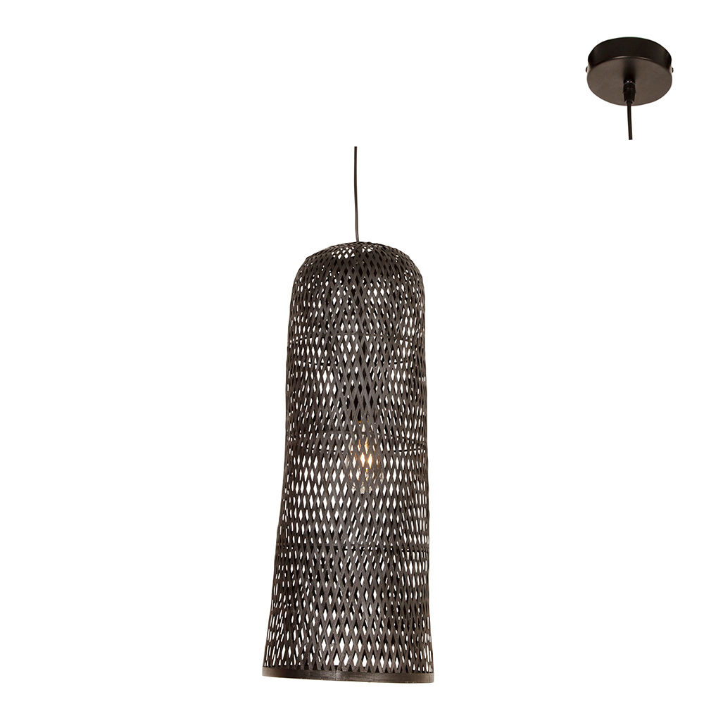 Jellis 250 - Pendant - E27 1x60w - Black Woven Bamboo