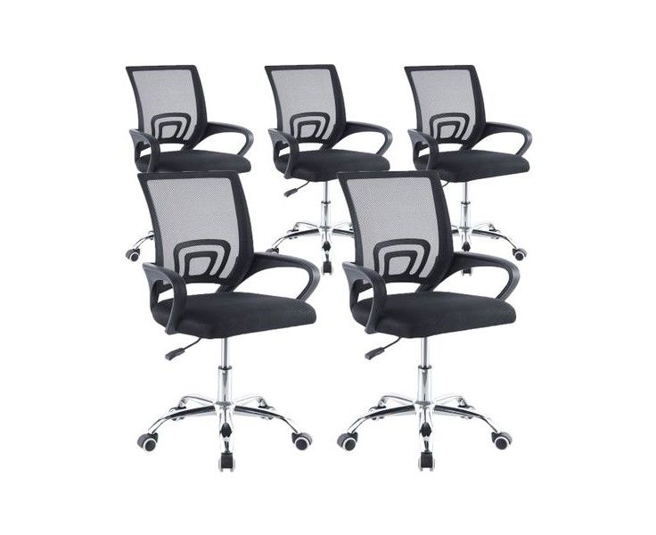 5 Pcs Office Chair Ergonomic Computer Chair Home Armchair Task Study Typist Chair Black
