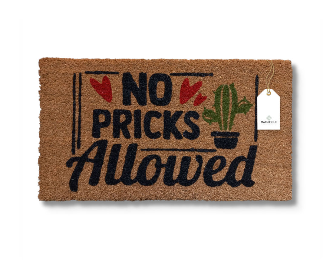 Matnifique Coir Design Doormat - No Pricks Allowed 700 x 400 x 14mm