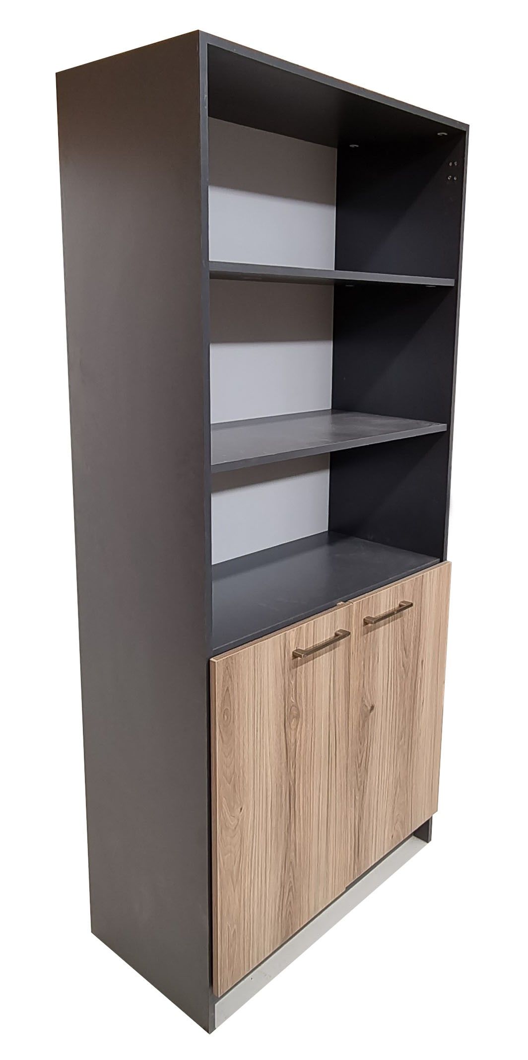 Oxford 5 Shelf,2 Door Book/Filing Cabinet 80cm - Storm Grey & Sahara