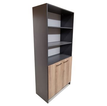 Oxford 5 Shelf,2 Door Book/Filing Cabinet 60cm - Storm Grey & Sahara
