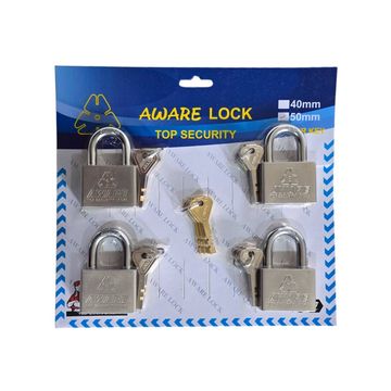 AWARE - Security Padlock Set - Individual Keys with Master Key 50mm x 4 Pcs