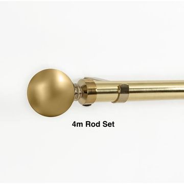 Gold Single Curtain Rod Set -Ball Finial 4m