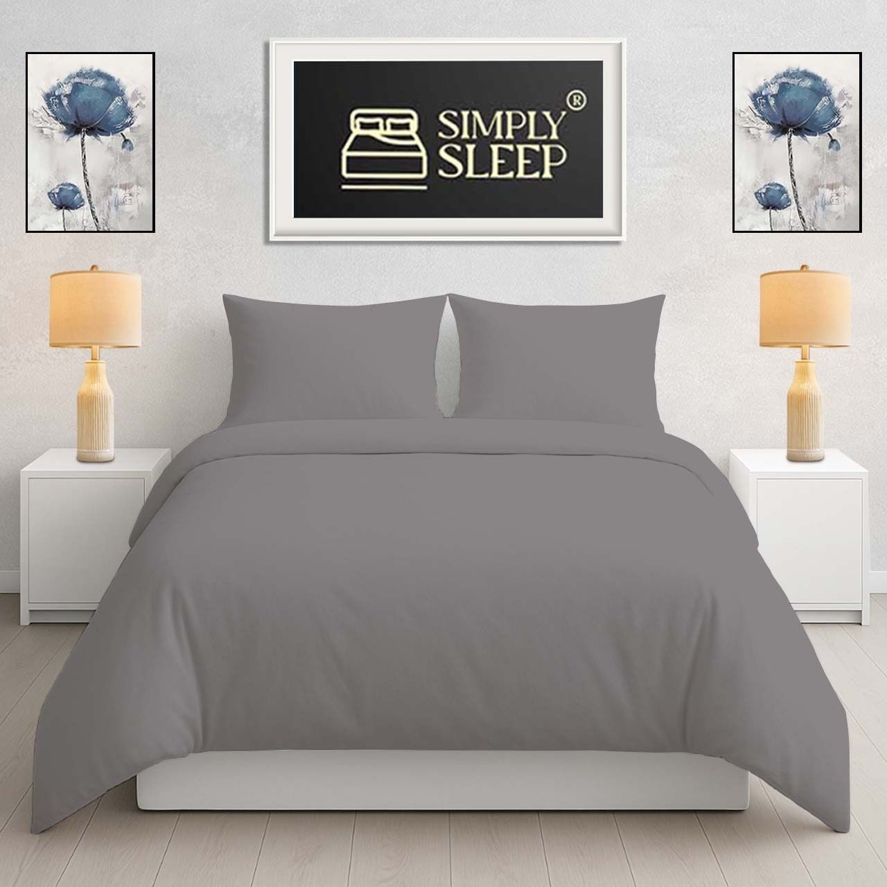 Simply Sleep - Everyday Collection Duvet Cover Set - Plain - 90GSM- (1Set) Gray Flannel - Three Quarter