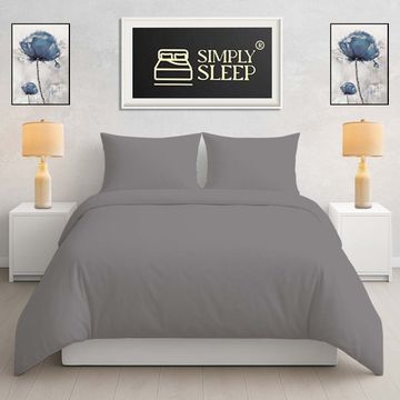 Simply Sleep - Everyday Collection Duvet Cover Set - Plain - 90GSM- (1Set) Gray Flannel - Double