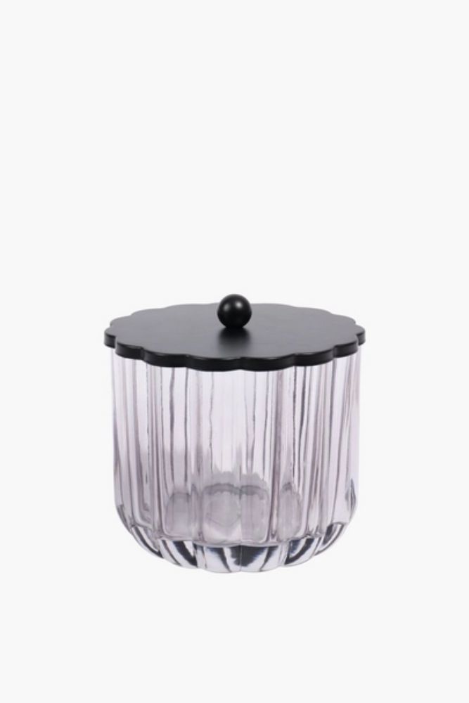 GLASS SCALLOP COTTON BUD HOLDER Stylish Bathroom & Vanity Storage