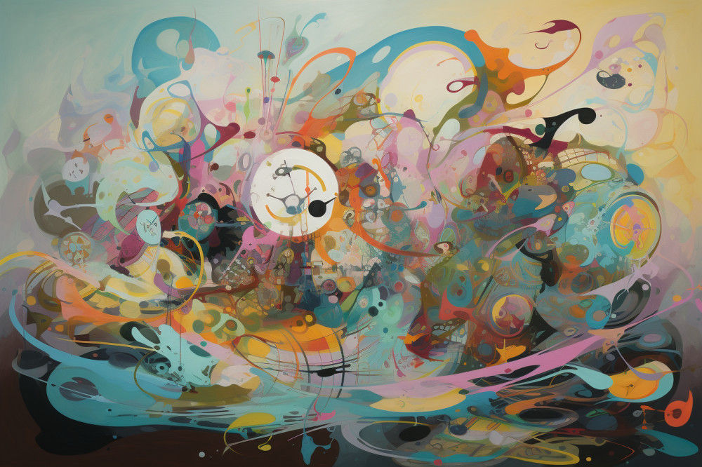 Canvas Wall Art - Swirling Shapes Dreamy Colors  - A1075 - [120 x 80 cm]