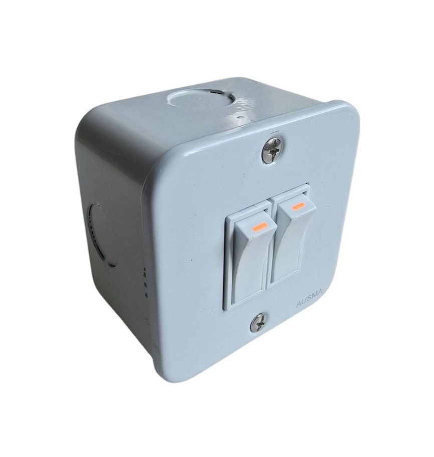 Industrial Light Switch - Steel - Double Switch 75x75mm