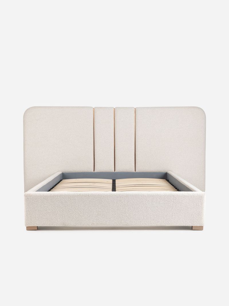 Neutral Polyester Fabric Headboard and Base - Queen