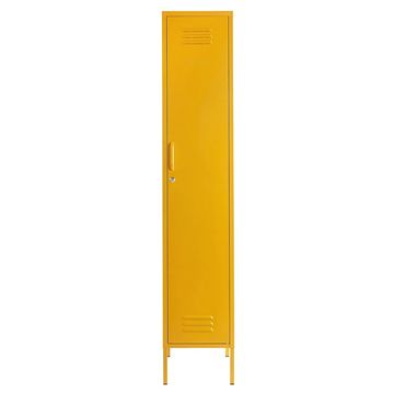 Steel Skinny Wardrobe Metal Locker Adjustable Shelves Storage Cabinet - Mustard Yellow