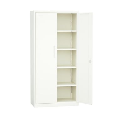 Steel Swing Door Inner Handle Filing Cabinet Storage Cupboard Locker - White