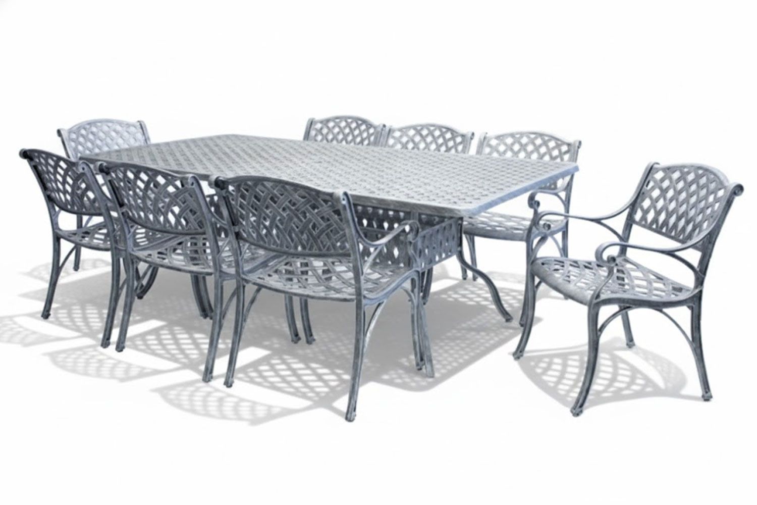 Cottage Aluminium Dining Set 8-Seater (Silver)