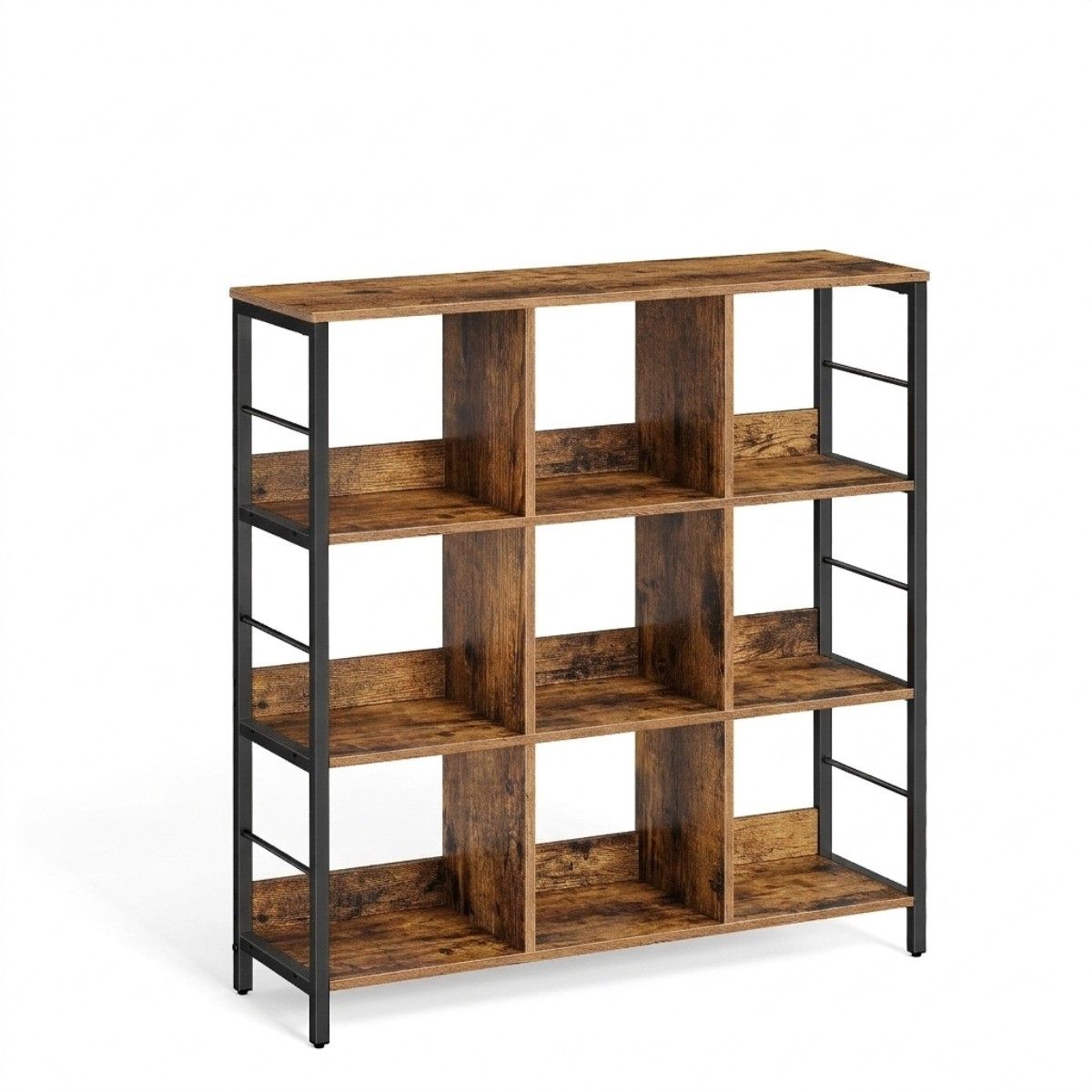 9-Cube Storage Organizer Industrial Open Display Shelf Rustic Brown