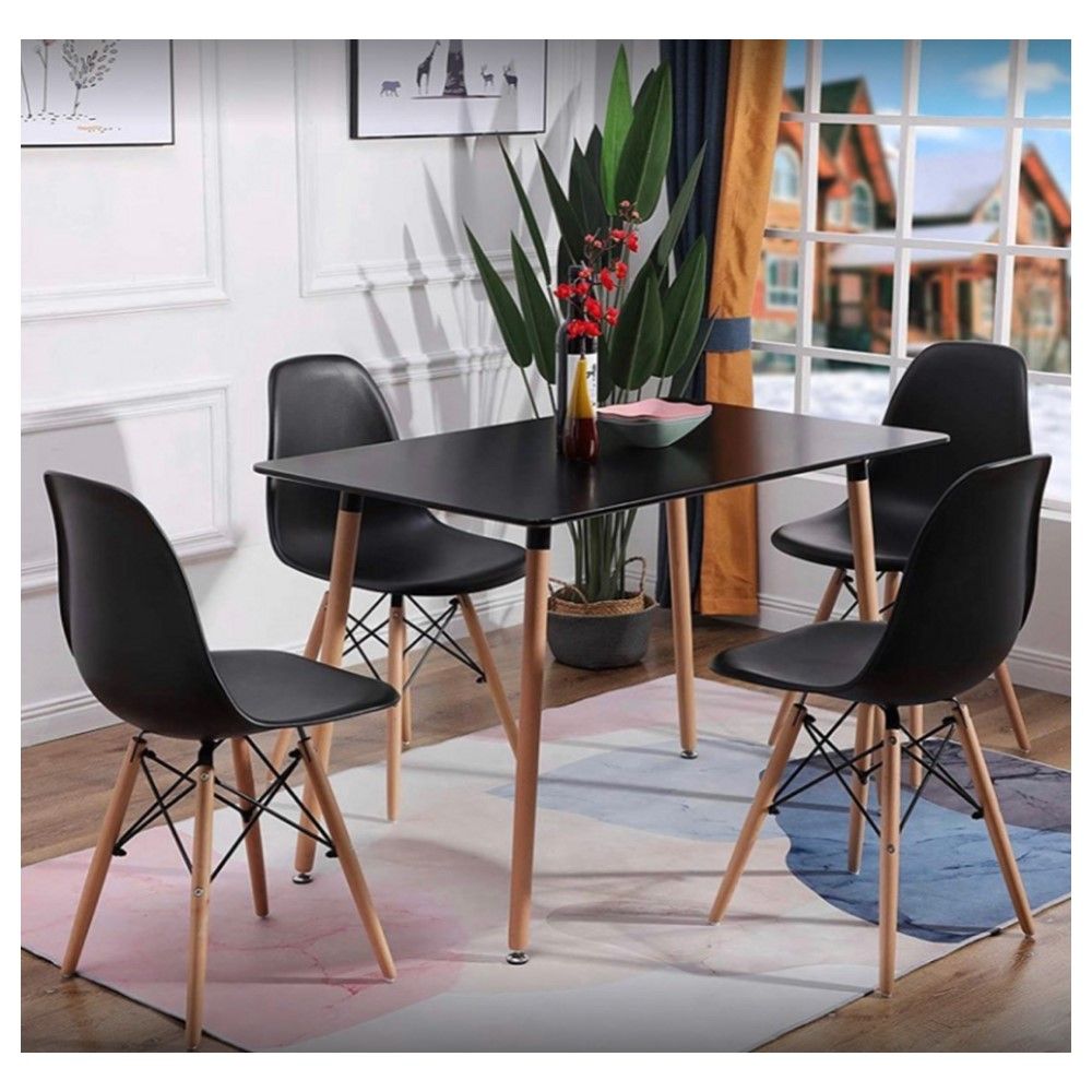 5 piece Emma wooden legs rectangular top dinning set