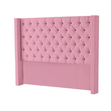 Hena Tufted Wingback Velvet Headboard - Pink - King