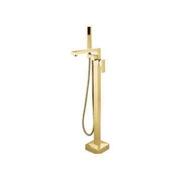Devario Premio Freestanding Bath Mixer Square Brass -Brushed Gold
