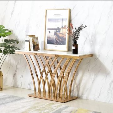 Prestige Home - Yaly Console Table Gold with White Marble