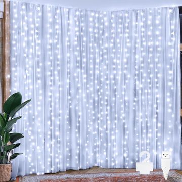 3x2M White Copper Wire Fairy Curtain Light With Remote Control - AB-CL01-1