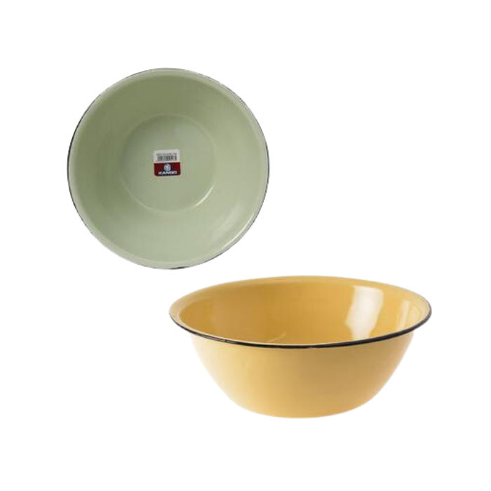 Enamel Mixing Bowl 20cm Assorted Plain Colours (Pack of 6)