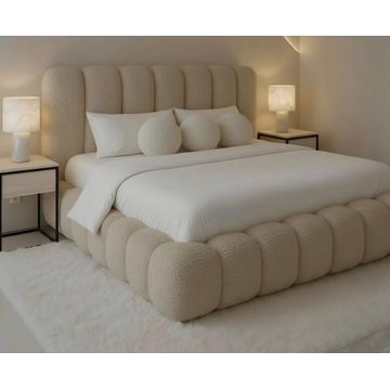 Funara Bubble Sleigh bed - Beige - Fabric Material - King