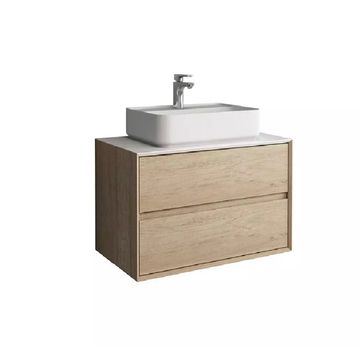 Summer Oak Two Drawer Wall Mounted Cabinet 60cm