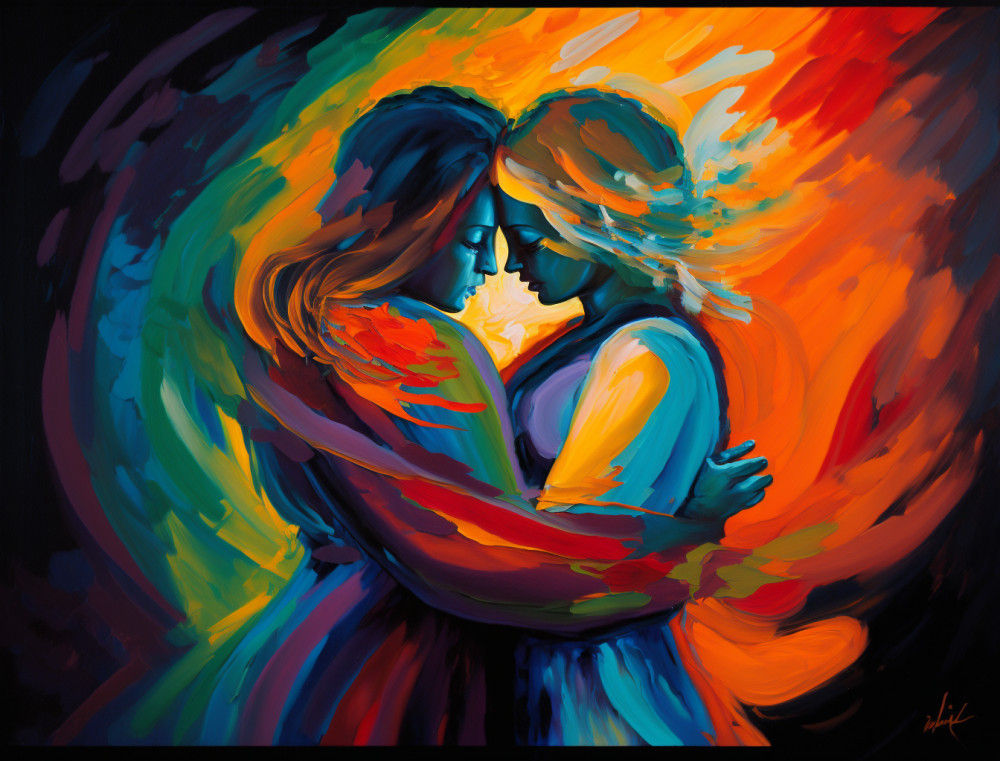 Canvas Wall Art - Canvas Wall Art: Passionate Embrace Abstract Painting - B1313 - [120 x 80 cm]