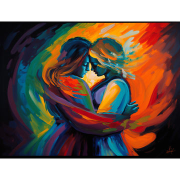 Canvas Wall Art - Canvas Wall Art: Passionate Embrace Abstract Painting - B1313 - [120 x 80 cm]