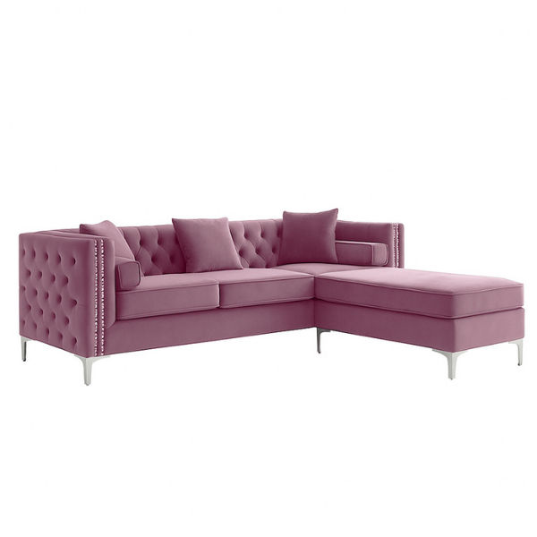 Oxford Corner Reversible Sectional Couch -Pink
