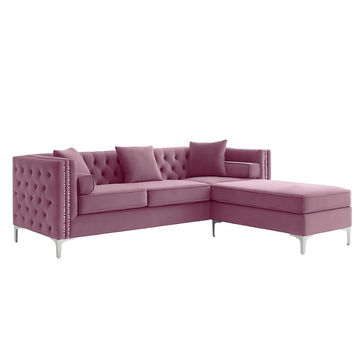 Oxford Corner Reversible Sectional Couch -Pink