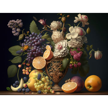 Canvas Wall Art - Canvas Wall Art: Fruit and Flower Basket  - B1281 - [120 x 80 cm]