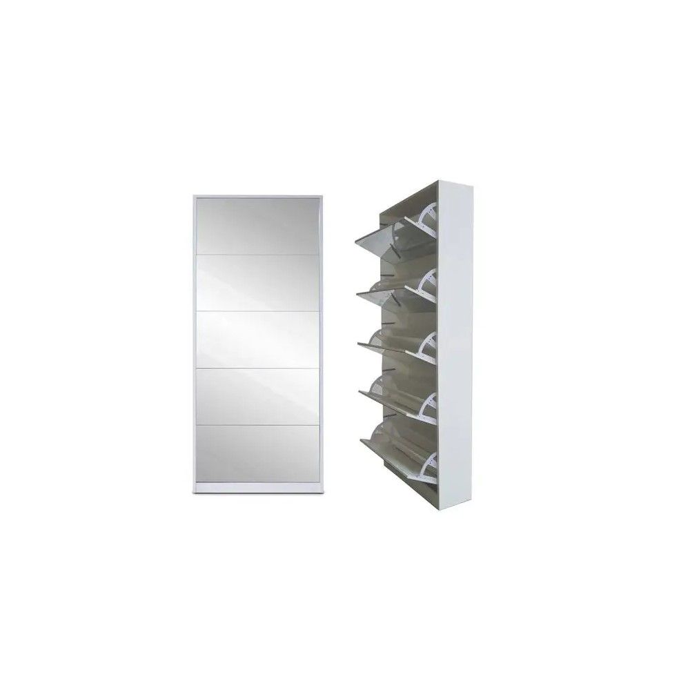 Alex Mirror Shoe Cabinet White
