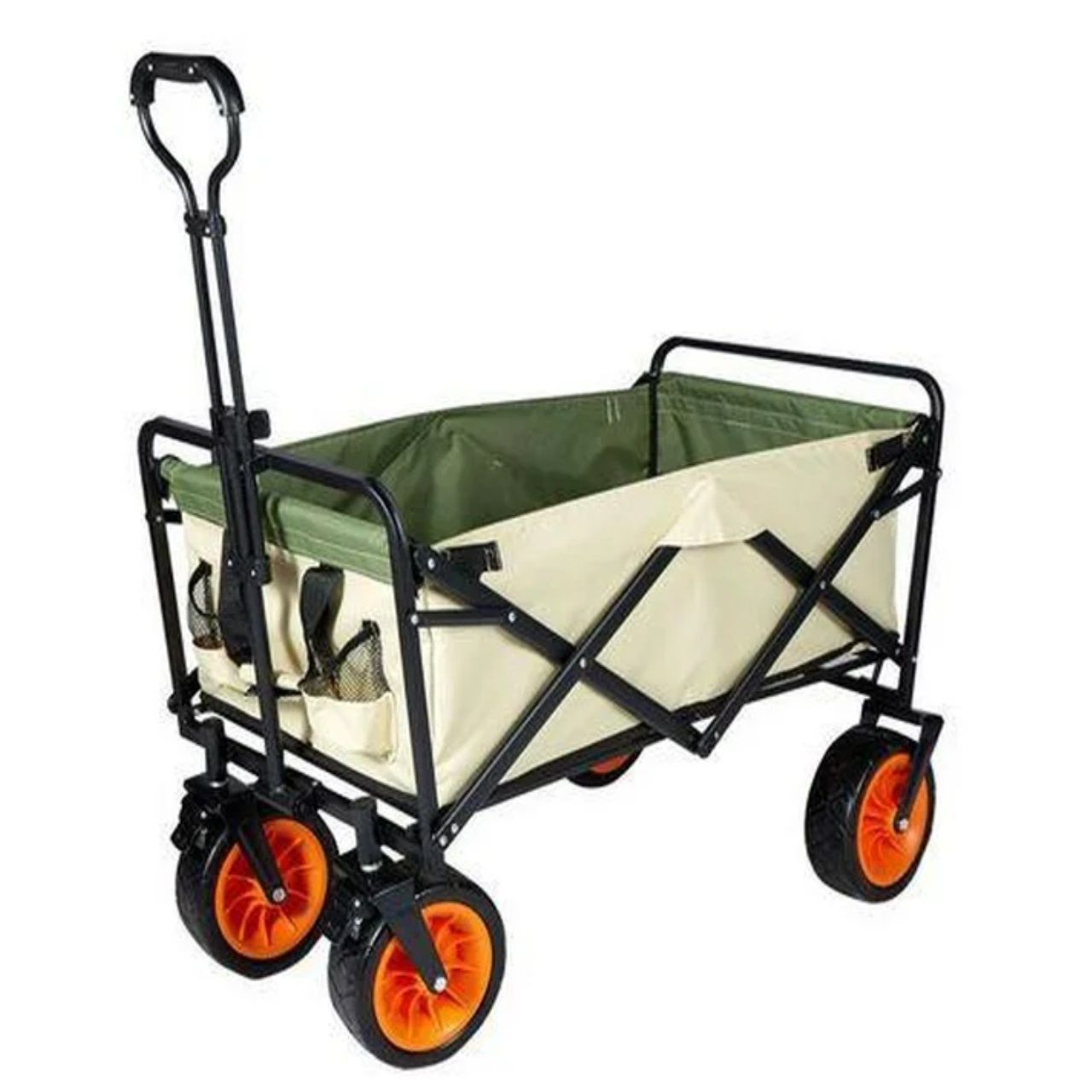 Foldable beach storage trolley (Beige/Green)
