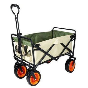 Foldable beach storage trolley (Beige/Green)