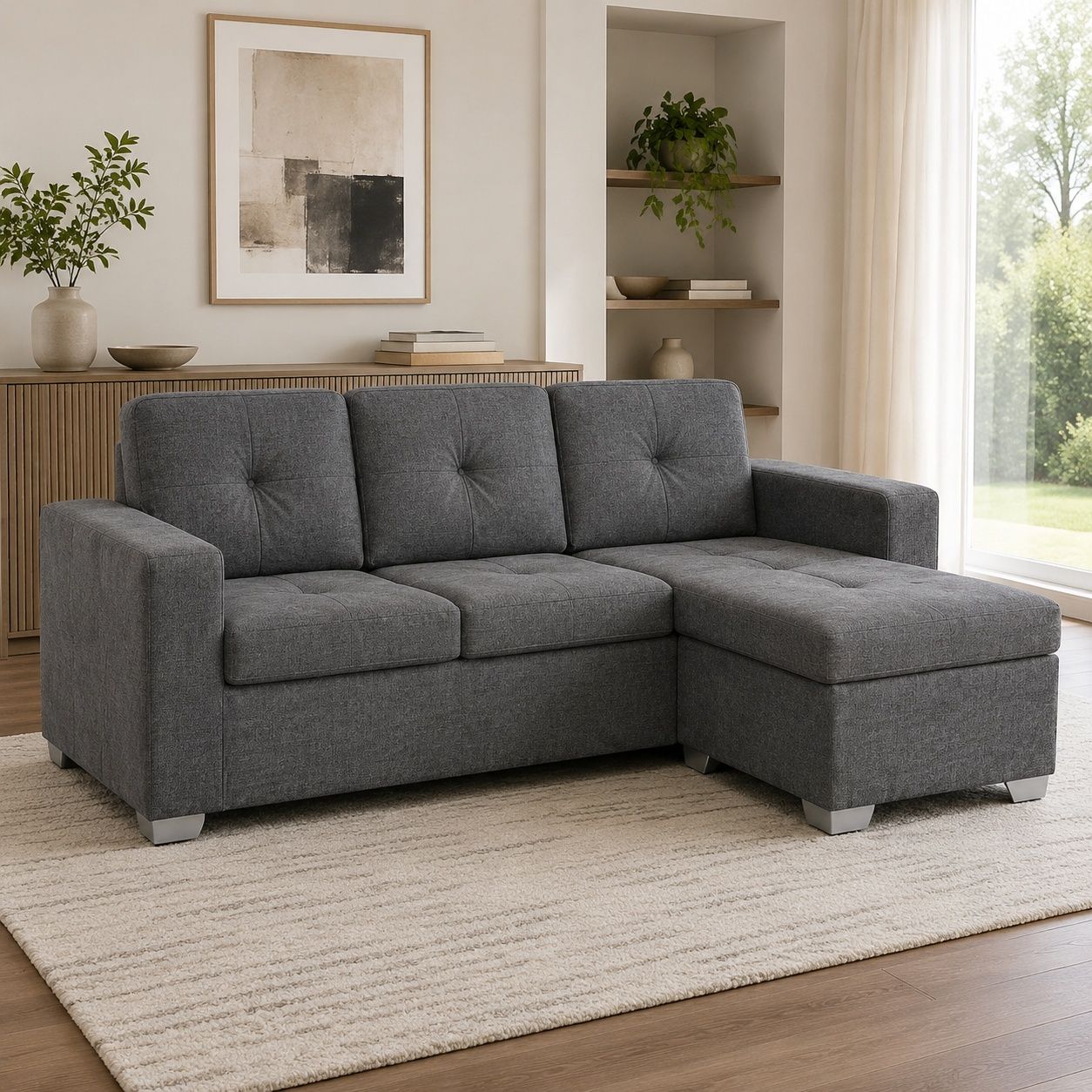 IG Furn - Compact L shaped Couch Charcoal