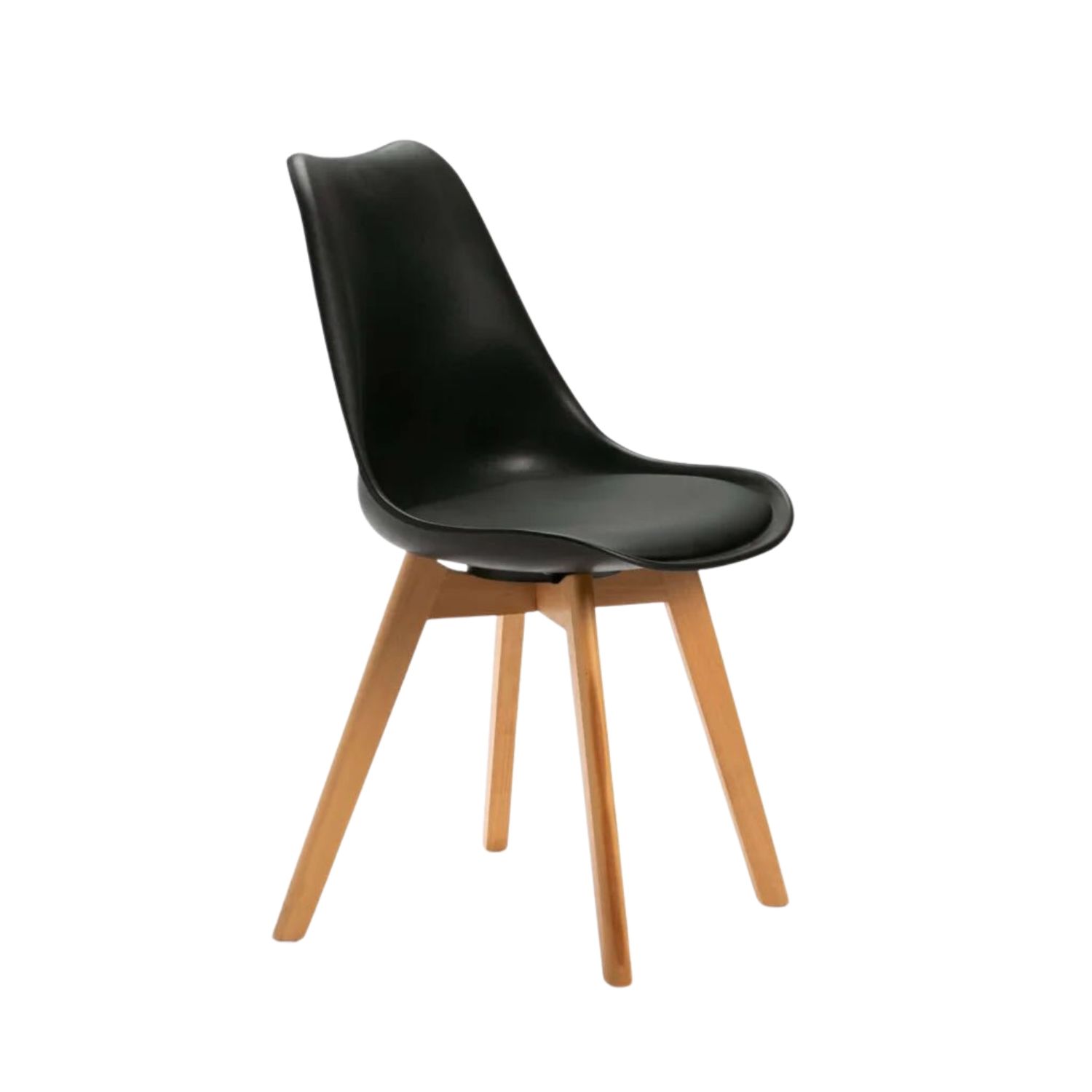 Mid-Century Wooden Leg Dining Chair - Black