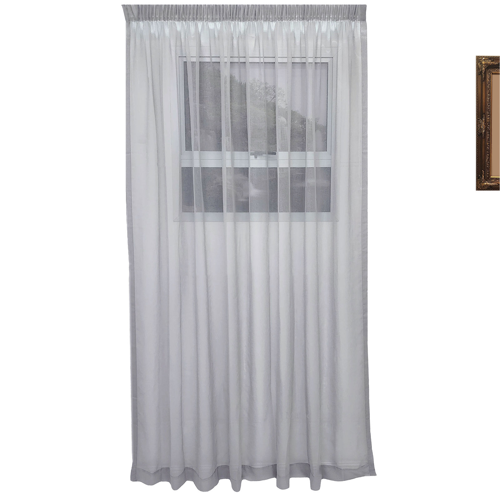 Matoc Designs Curtain - Mystic Voile - Grey - Taped - 285cm W x 218cm H