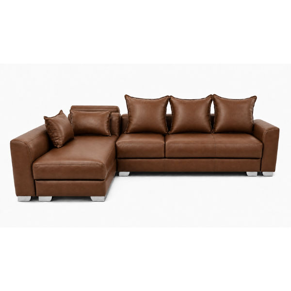 Remy L Shape Corner Sofa-Bonded Leather Brown