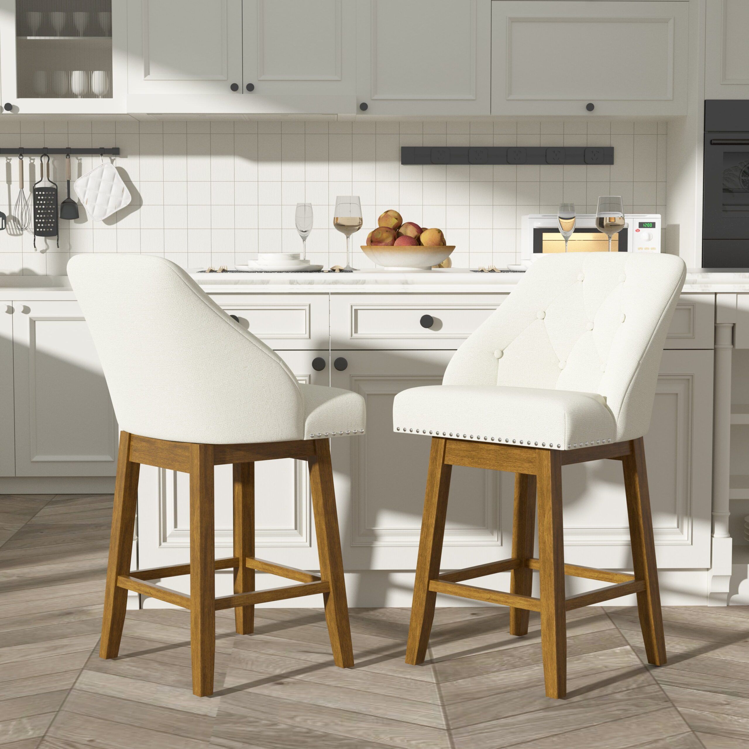 QandAHome-Madison Fabric Bar Chair - Cream