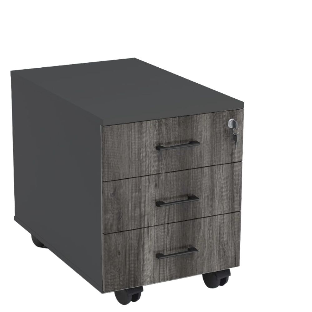 MP-3 Drawer Mobile Pedestal – Monument Oak & Black