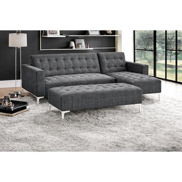 IG Furn- Lily fabric Corner Sleeper Couch Charcoal