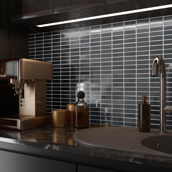 Mosaic Tile ARTENS Charly Silver Brushed L30cm x W30cm (per sheet)